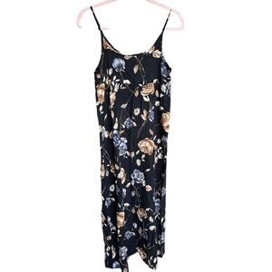 Vintage Anxiety Floral Midi Tank Dress Black Size Medium Made in the USA